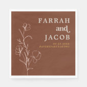 FARRAH Retro 70's Rust Floral Arch Photo Wedding Servet (Voorkant)