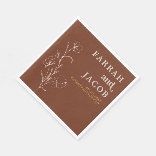 FARRAH Retro 70's Rust Floral Arch Photo Wedding Servet (Hoek)