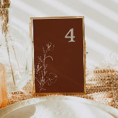 FARRAH Retro 70's Rust Floral Groovy Table Number Kaart