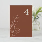 FARRAH Retro 70's Rust Floral Groovy Table Number Kaart (Staand voorkant)