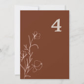 FARRAH Retro 70's Rust Floral Groovy Table Number Kaart (Achterkant)