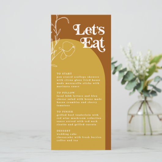 FARRAH Retro 70s Rust laat het menu van de Arch va (Staand voorkant)