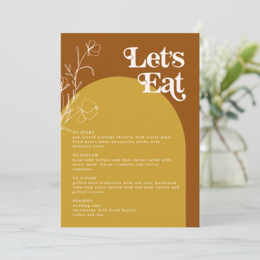 FARRAH Retro 70s Rust laat het menu van de Arch va (Staand voorkant)