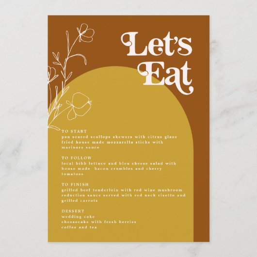 FARRAH Retro 70s Rust laat het menu van de Arch va (Voorkant)