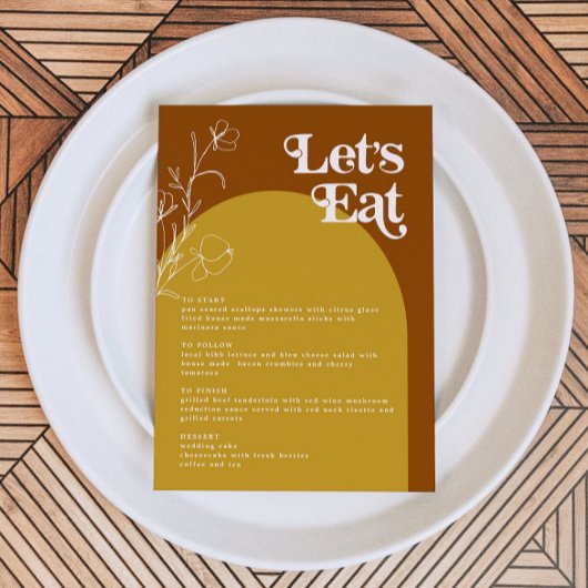 FARRAH Retro 70s Rust laat het menu van de Arch va