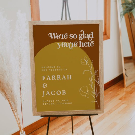 FARRAH Retro 70s Rust Mustard Arch Wedding Welkom Poster