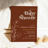 FARRAH Retro 70's Rust Mustard Baby shower Kaart