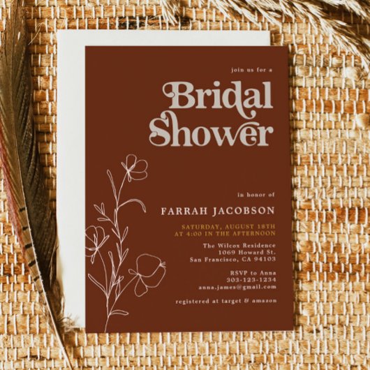 FARRAH Retro 70's Rust Mustard Vrijgezellenfeest Kaart