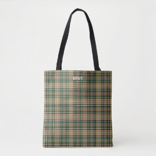 Farrell Clan Tartan Tan Pset Monogram Tote Bag
