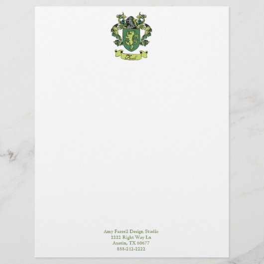 Farrell Family Crest Letterhead Briefhoofd Sjabloon (Voorkant)