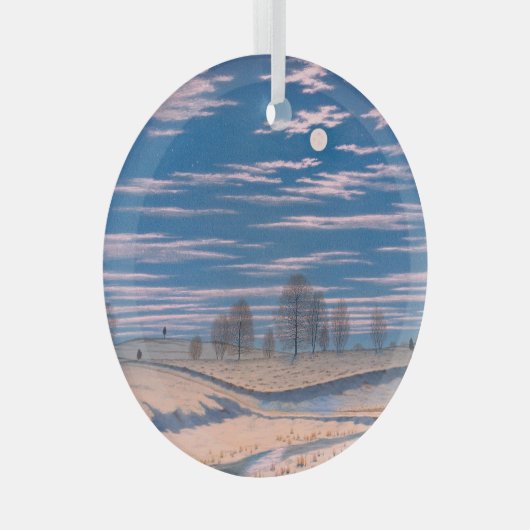 Farrer's Winter Scene in het maanlicht: Glas Ornament (Voorkant Rechts)