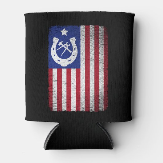 Farrier Amerikaanse vlag Hoefijzer hoefijzers Blikjeskoeler (Voorkant)