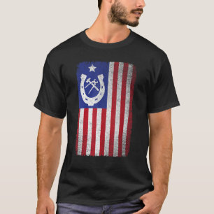 Farrier Amerikaanse vlag Hoefijzer hoefijzers T-shirt