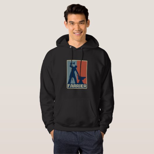 Farrier Anvil Retro Vintage Silhouette Hoodie (Voorkant volledig)