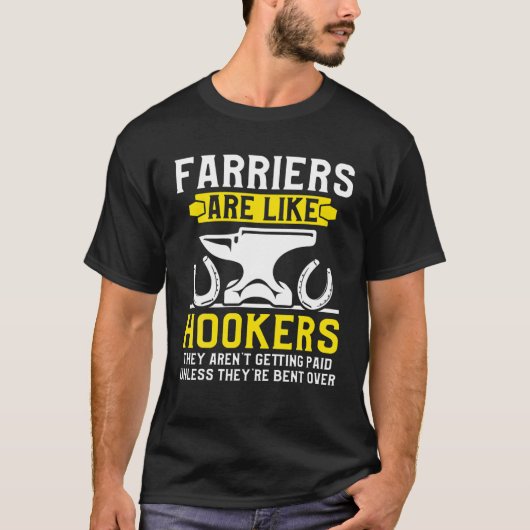 Farrier Bent Hoefijzer Hoof Trimming Equine Shoein T-shirt (Voorkant)