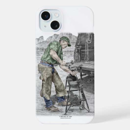 Farrier Blacksmith met Anvil iPhone Hoesje (Achterkant)