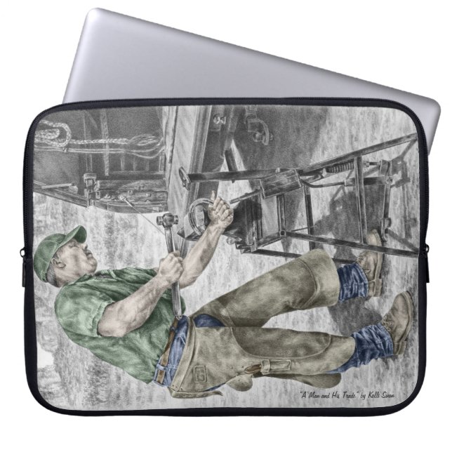Farrier Blacksmith met Anvil Laptop Sleeve (Voorkant)