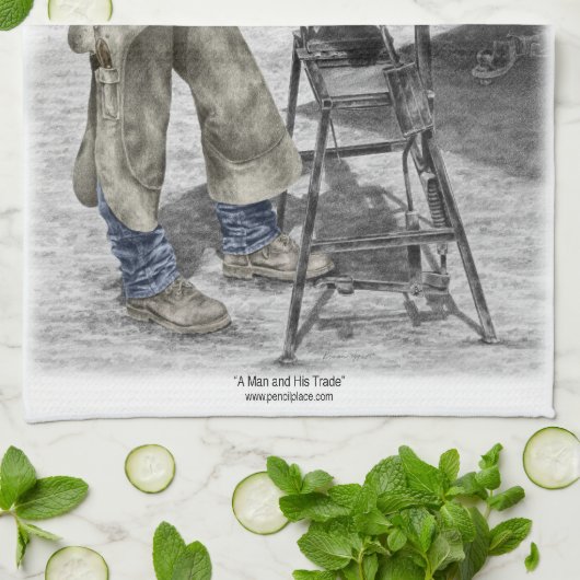 Farrier Blacksmith met Anvil Theedoek (Gevouwen)