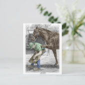 Farrier Blacksmith Shoeing Horse Briefkaart (Staand voorkant)