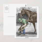 Farrier Blacksmith Shoeing Horse Briefkaart (Voorkant / Achterkant)