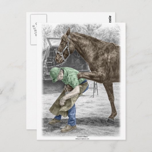 Farrier Blacksmith Shoeing Horse Briefkaart (Voorkant / Achterkant)