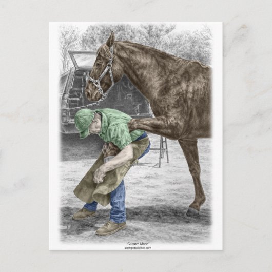 Farrier Blacksmith Shoeing Horse Briefkaart (Voorkant)
