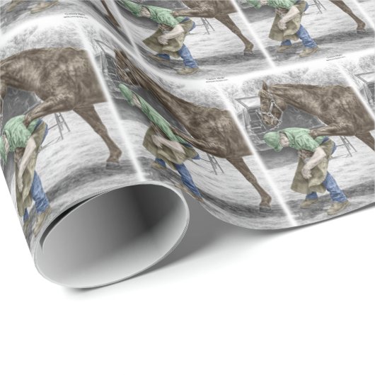 Farrier Blacksmith Shoeing Horse Cadeaupapier (Rol Hoek)