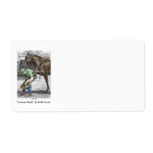Farrier Blacksmith Shoeing Horse Etiket (Voorkant)