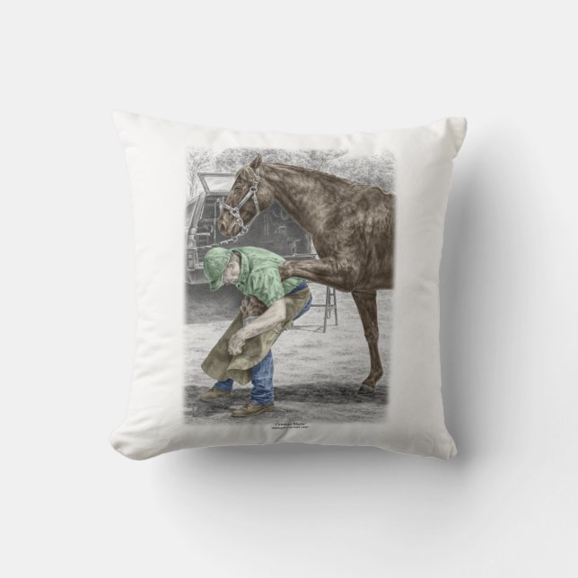 Farrier Blacksmith Shoeing Horse Kussen (Voorkant)