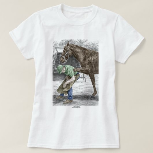 Farrier Blacksmith Shoeing Horse T-shirt (Design voorkant)