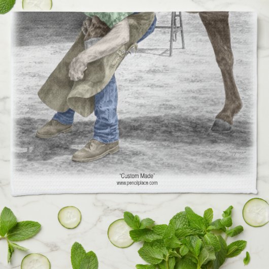 Farrier Blacksmith Shoeing Horse Theedoek (Gevouwen)