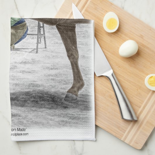 Farrier Blacksmith Shoeing Horse Theedoek (Quarter Fold)