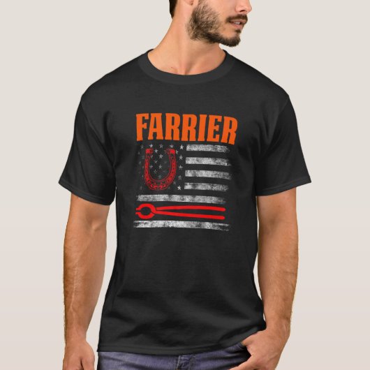 Farrier Hoefijzer Hoof Trimming Equine Shoeking T-shirt (Voorkant)