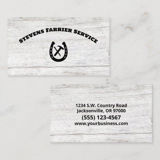 Farrier Hoefijzer Service Wood Visitekaartje (Voorkant / Achterkant)