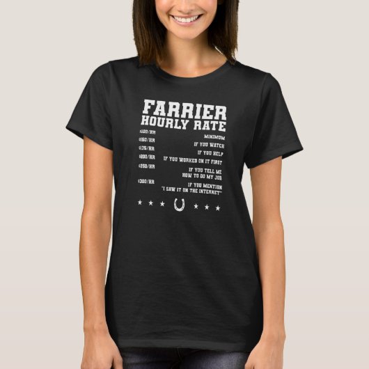 Farrier Hourly Rate Blacksmith Hoefijzer Forge T-shirt (Voorkant)