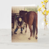 Farrier - Mooie Paard Foto Hoef Trim Kaart (Gele Bloem)
