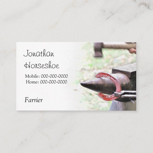 Farrier Red hot hoefijzer Visitekaartje (Voorkant)