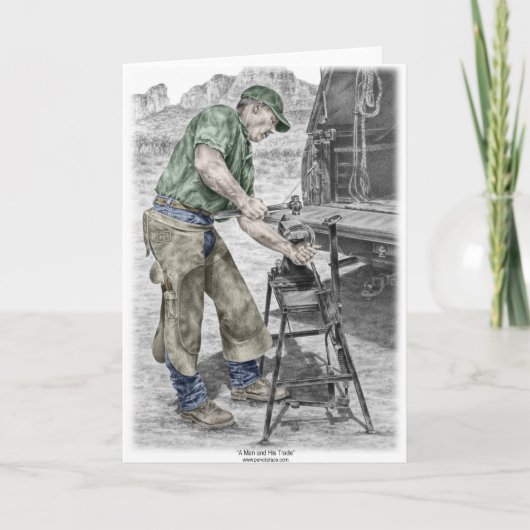 Farrier Smid die Aambeeld gebruiken Kaart (Voorkant)