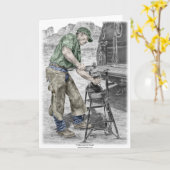 Farrier Smid die Aambeeld gebruiken Kaart (Gele Bloem)