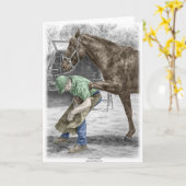 Farrier Smid die Paard schoeien Kaart (Gele Bloem)