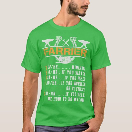 Farrier Uurtarief Farrier Paard grappig T-shirt (Voorkant)