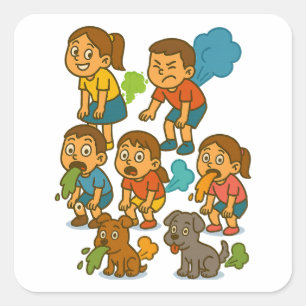 Fart Attack! Grappige Kinderen & Honden Grof uit C Vierkante Sticker