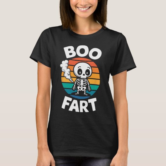 Fart Funny Farting Skeleton voor Halloween T-shirt (Voorkant)