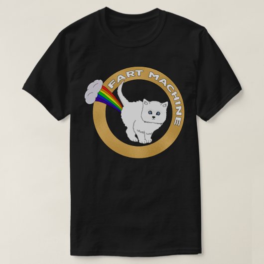Fart Machine Grappige Kat Regenboog T-shirt (Design voorkant)