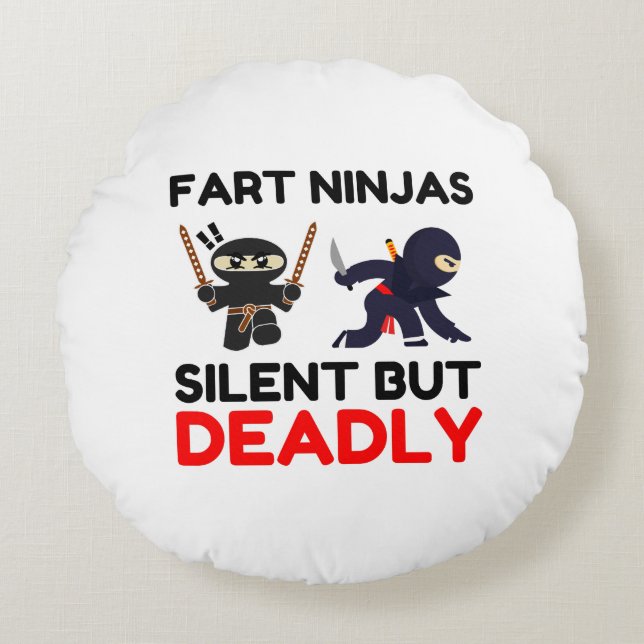 Fart Ninjas Silent, maar Dodelijk Rond Kussen (Voorkant)