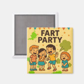 Fart Party Funny Cartoon Magneet (Voorkant / Achterkant)