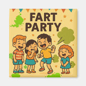 Fart Party Funny Cartoon Magneet (Voorkant)