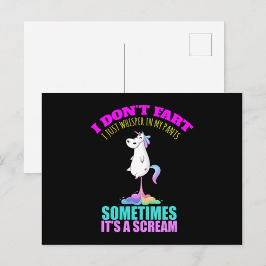 Fart Unicorn Unicorn Farts Briefkaart (Voorkant / Achterkant)