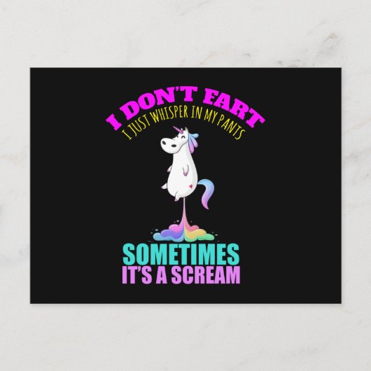 Fart Unicorn Unicorn Farts Briefkaart (Voorkant)