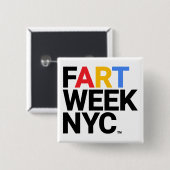 Fart Week NYC™ Knop Vierkante Button 5,1 Cm (Voorkant /achterkant)